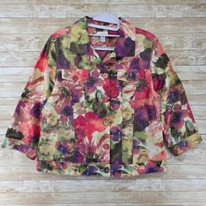 Chicos Floral Button Jacket Womens 1/Medium
